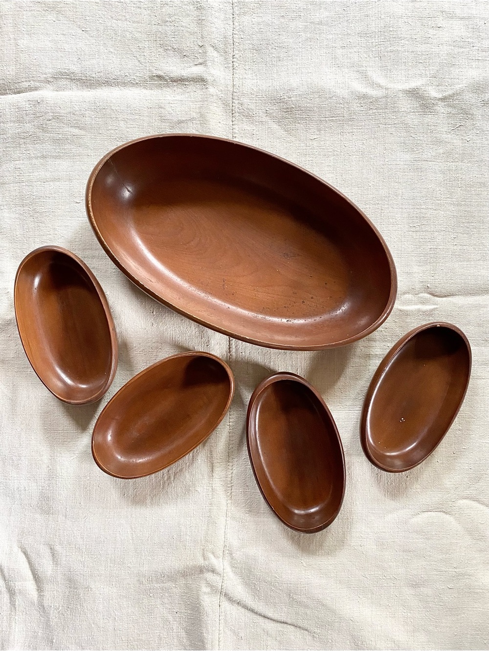 VTG Japan Teak Wood Salad Bowl Set